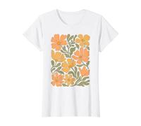 Boho Wildflowers Retro Floral Abstract Flower Garden Value Graphic T-Shirt, Women, White, XL
