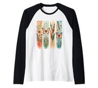 Boho Wildflowers, shabby style chic, Feathers Dreamcatcher Raglan Baseball Tee
