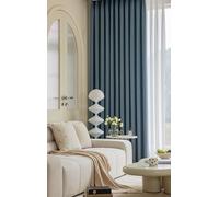 Boho Window Curtains Baby Blue Curtains Blue 2 Pack Chenille Solid Color 38"W x 63"H (96X160CM)