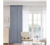 Boho Window Valances for Living Room Short Blackout Curtains Thermal Gray Blue Chenille Solid Color 38"W x 45"H (96X115CM)