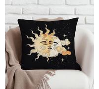 Boho Witchy Sun and Moon Pillow Covers 18x18, Witchy Room Decor, Mystical Celestial Starry Night Gothic Tarot Astrology Throw Pillow Covers for Home Bedroom Living Room Decor