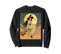 Boho Witchy Woman Astride A Besom Vector Art Sweatshirt