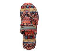 Boho Women's Arch Support Flip Flops Roman Colorful Yoga Mat Sole Comfortable Thongs Sandals Lightweight Casual Summer Beach Herringbone Slipper for Beach Pool or Everyday (Red, 39)