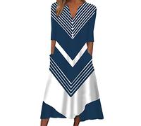 Boho Women's Clearance Italian Short Sleeve Button V-Neck Dresses with Pocket - Floral Casual Sundress, Swing Midi Dress, Loose Pullover, Lounge & Beach Holiday Dress