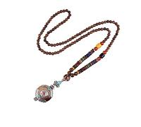 Boho Wooden Beaded Necklaces Vintage Handmade Nepal Mala Wood Beads Meditation Prayer Necklace Ethnic Fish Horn Long Statement Necklace for Women Girl Jewelry-round 3