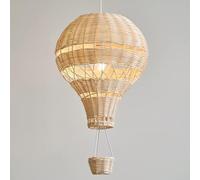 Boho Wooden Chaner for Nursery - Hot Air Balloon Pendant Light, Natural Rattan, Bamboo Wicker Ceiling Hanging Lamp for Children's Bedroom, Girls & Boys Room, Restaurant