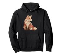 Boho Woodland Fox Patchwork Floral Autumn Folk Pullover Hoodie
