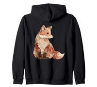 Boho Woodland Fox Patchwork Floral Autumn Folk Zip Hoodie