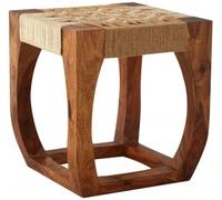 Boho Woven Jute and Sheesham Wood Stool