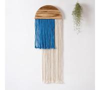 Boho Woven Tapestry, Macrame Wall Hanging Decor, Handmade Tassel Decoration for Living Room Bedroom Nursery, Bohemian Decor Ornament Craft, Green Cloud (Blue Semicircle)