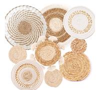 Boho Woven Wall Basket Set of 9 Hanging Basket Seagrass Rattan Wall Decor Round Eco Friendly Round Wall Decor for Farmhouse Bedroom Living Room Kitchen Table Home