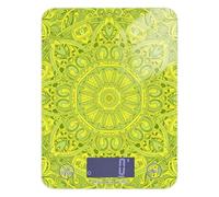 Boho Yellow Light Green Mandala Waterproof Digital Food Scale 11lb/0.18oz, 5kg/5g Small Kitchen Scale Grams with 4 Unit for Espresso Keto Baking (Batteries not Included)