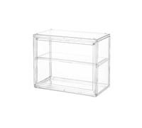 BOHOIDEE 2 Tiers Clear Display Case for Figures, Acrylic Storage Organizers Box with Magnetic Door, Wall-Mounted Dustproof Showcase for Collectibles Action Figure
