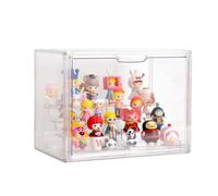 BOHOIDEE Clear Acrylic Display Case with Two Display Shelves for Figures, Dustproof Storage Organizer Box with Magnetic Door, Acrylic Collectibiles Showcase