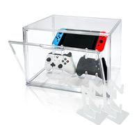 BOHOIDEE Universal Dual Controller Holder for PS4 PS5 Xbox ONE Switch, Headset Holder Clear Acrylic Display Case and Stands & Stickers, Dustproof Gaming Accessories Organizer Stand
