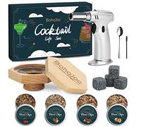 BohoJoc Stainless Steel & Wood Smoker Kit 6 - Cocktail Smoker Kit with Torch, Bourbon Whiskey Smoker Kit, Men's Gifts for Dad, Boyfriend, Christmas (No Butane)