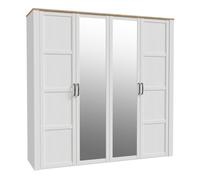 Bohol 2 Door 2 Mirrored Door Wardrobe in Riviera Oak/White Furniture To Go White One Size