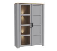 Bohol Two-Door Display Cabinet with Two LED Lights, Grey
