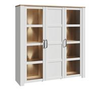 Bohol Large Three-Door Display Cabinet with Four LED Lights, White