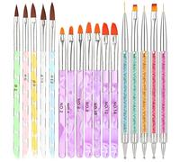 Bohoman 17 Pcs Acrylic Nail Brush,UV Gel Nail Painting Brush Nail Art Tips Builder Brush and Gel Painting Dotting Acrylic Nail Brush Pens