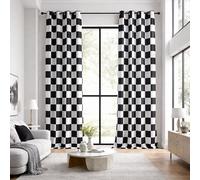 BOHOMOCASA 100% Blackout Curtains - Black and White Checkered Race Flag Pattern, 2 Panels, Each W52×L120, Thermal Insulated, Nosie Reducing for Bedroom, Living Room, Race car Drapes