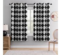 BOHOMOCASA Black and White Diamond Pattern Blackout Curtains for Living Room, Modern Geometric Window Drapes, 100% Light Blocking Curtains for Bedroom, Grommet Top 52 x 63 Inches, 2 Panels