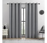 BOHOMOCASA Black and White Houndstooth 100% Blackout Curtains for Bedroom/Living Room, Energy Saving & Privacy, Noise Control, Grommet, W52×L84, 2 Panels