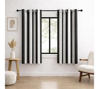 BOHOMOCASA Black and White Vertical Stripe Blackout Curtains, Modern Minimalist Striped Drapes, 100% Light Blocking, Thermal Insulated & Noise Reducing Curtains, Grommet Top 42 x 63 Inches, 2 Panels