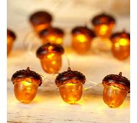 BOHON 3D Acorn Fall Decor Harvest String Lights Battery Powered with Remote and Timer 10ft 30 LEDs Thanksgiving Decorations for Christmas Party Autumn Tree Ornaments
