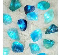 BOHON Natural Fluorite String Lights Battery Operated with Remote Sea Glass Raw Stones Decorative Lights 6.5ft 20 LEDs String Lights for Bedroom Party Indoor Christmas Wedding Decor