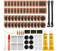 Bohoray 105pcs Bike Puncture Repair Kit, Self-Adhesive Bike Puncture Repair Patches Bike Tyre Repair Kit, Metal Crowbar File, Bike Tyre Repair Kits for Mountain/Road Bike or Commuter Bikes