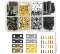 Bohoray 112 Pieces Wooden Hinges, Mini Hinges for Modeling with 448 Screws, 18 x 15 mm Book Hinge with Screwdriver for Jewellery Boxes, Houses, Wine Boxes, Crafts
