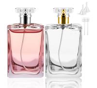 Bohoray 2Pcs 100ml Empty Glass Perfume Atomiser, 2 Colors Portable Clear Glass Empty Bottle Large Cosmetic Fine Mist Atomizer, Portable Atomiser with Fine Mist for Travel, Daily （100ml）