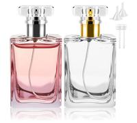 Bohoray 2Pcs 50ml Empty Glass Perfume Atomiser, 2 Colors Clear Glass Atomiser Spray Bottles, Refillable Spray Perfume Bottles Fine Mist Cosmetic Container for Travel