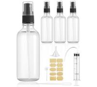 Bohoray 4 Pcs Glass Spray Bottle 100ml,Empty Perfume Spray Bottle,Refillable Spray Bottle,Fine Mist Clear Travel Bottles,Atomiser With Label,Syringe,Dispensing Tools for Cleaning,Perfume,Cosmetic