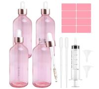 Bohoray 4PCS 100ml Rose Gold Glass Bottles with Dropper Pipette, Leak-Proof Essential Oil Bottles, Glass Dropper Bottles Refillable Sample Container for Storage Essential Oils, Perfumes and Cosmetics