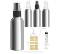 Bohoray 4Pcs 100ml Spray Bottles Aluminium, Small Spray Bottles 100ml, Refillable Atomiser Spray Bottle, Fine Mist Atomiser Perfume Spray Bottle With Syringe, Dispensing Tools For Perfume, Cosmetic