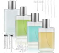 Bohoray 4Pcs 50ml Empty Glass Perfume Atomiser, Silver Lid Clear Glass Atomiser Spray Bottles, Matte Texture Refillable Spray Perfume Bottles, Fine Mist Cosmetic Container for Travel