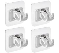 Bohoray 4Pcs Self Adhesive Curtain Rod Bracket No Drill Drapery Hook Holder Fixing Rod Holder Curtain Pole Wall Bracket Towel Rod Hook Home Bathroom Kitchen Hotel Towel Clothes Hanging (White)