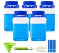 Bohoray 5PCS 16oz/500ml Leak Proof Plastic Bottles with Caps, Laboratory Reagent Bottle, Reusable Laboratory Grade HDPE Wide Mouth Reagent Bottle for Laboratory, Classrooms, Home