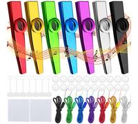 Bohoray 7 Pack Kazoos, Metal Kazoo Musical Instruments with 21 Flute Membranes, Kazoos Multipack with 7 Braided Lanyards, Kazoo Instrument with Lanyard for Music Lover, Beginners