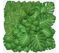 Bohoray 80 Pcs 6 Size Palm Leaves Artificial, Monstera Leaves Tropical, Fake Leaves for Jungle Theme, Safari Birthday, Dinosaur, Banquet Table Decoration, Wedding and Luau (10/14.5/18/20/21/24.5cm)