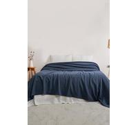 BOHORIA Chess Bedspread 220 x 240 cm Extra Large 100% Cotton Oeko-Tex® Throw for Sofa, Armchair & Bed Sofa Blanket Wool Blanket (Navy, 200 x 230 cm)