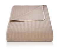 BOHORIA® Napoli Premium Bedspread, 100% Cotton, Oeko-Tex®, Reversible Blanket, Sofa Blanket with Pattern, Extra Large, 220 x 240 cm (220 x 240 cm, Sepia)