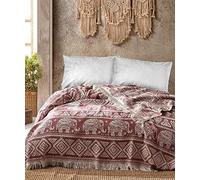 BOHORIA® Premium Bali Bedspread, 100% Cotton, Oeko-Tex®, Bed Throw, Reversible Blanket, Sofa Blanket with Pattern, Extra Large, 220 x 240 cm (Elephant Mahogany)