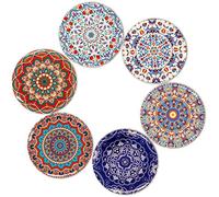 BOHORIA® Premium Design Coasters (Set of 6) - Decorative coasters for glass, cups, vases, candles on their dining table made of wood, glass or stone (round | 9cm) (Orient Edition) (Marrakech)