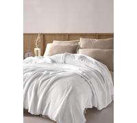 BOHORIA Sera Bedspread, 100% Recycled Cotton, Oeko-Tex, Bed Throw, Reversible Blanket, Sofa Blanket, Extra Large (Pearl, 220 x 240 cm)