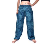Bohotusk Womens Harem Pants Baggy Hippie Boho Patterned High Waist Smocked Waist for Girls with Pockets Lounge Trousers for Yoga Summer Beach Sizes UK 8 to 20 Donation to Born Free