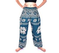 Bohotusk Womens Harem Pants Baggy Hippie Boho Patterned High Waist Smocked Waist for Girls with Pockets Lounge Trousers for Yoga Summer Beach Sizes UK 8 to 20 Donation to Born Free