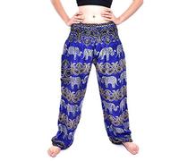 Bohotusk Womens Harem Pants Baggy Hippie Boho Patterned High Waist Smocked with Pockets Lounge Trousers for Yoga Summer Beach UK 8 to 20